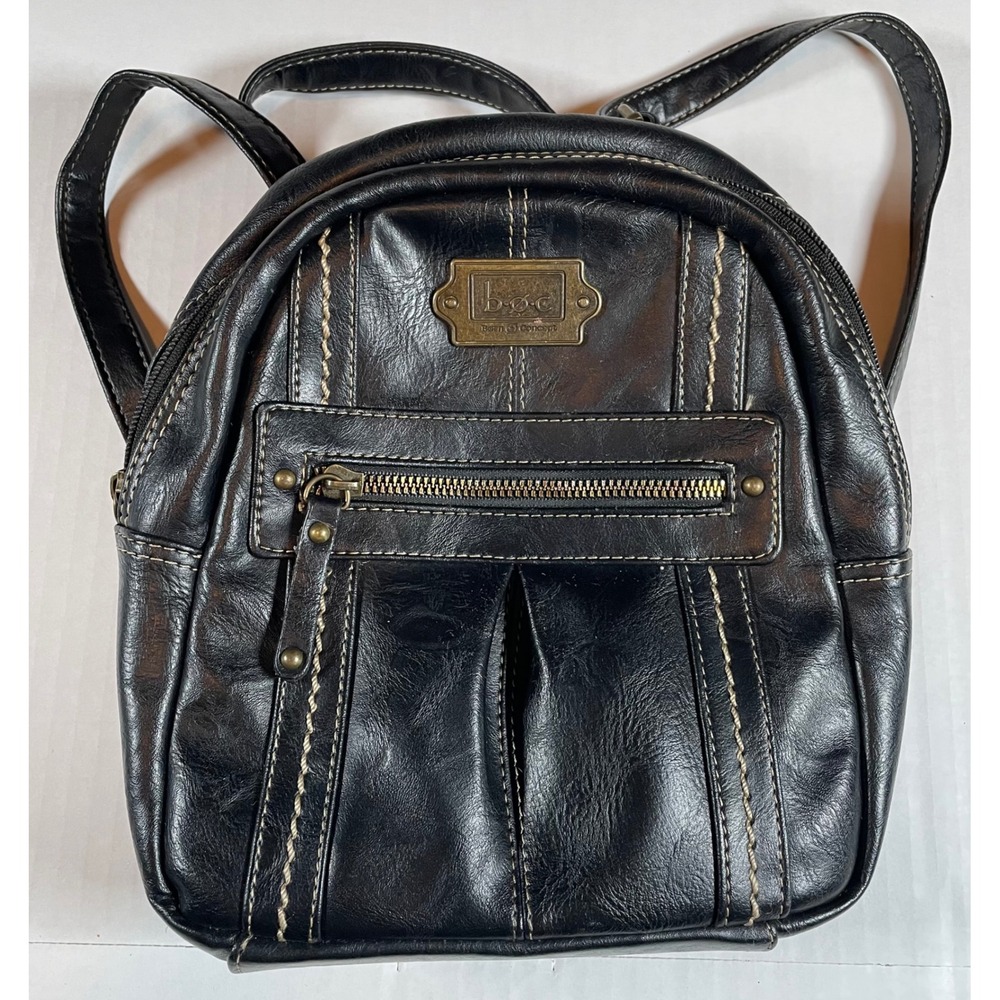 b.o.c. Mini Backpack Women Small Black Faux Leather Boho Brass Hardware Bag